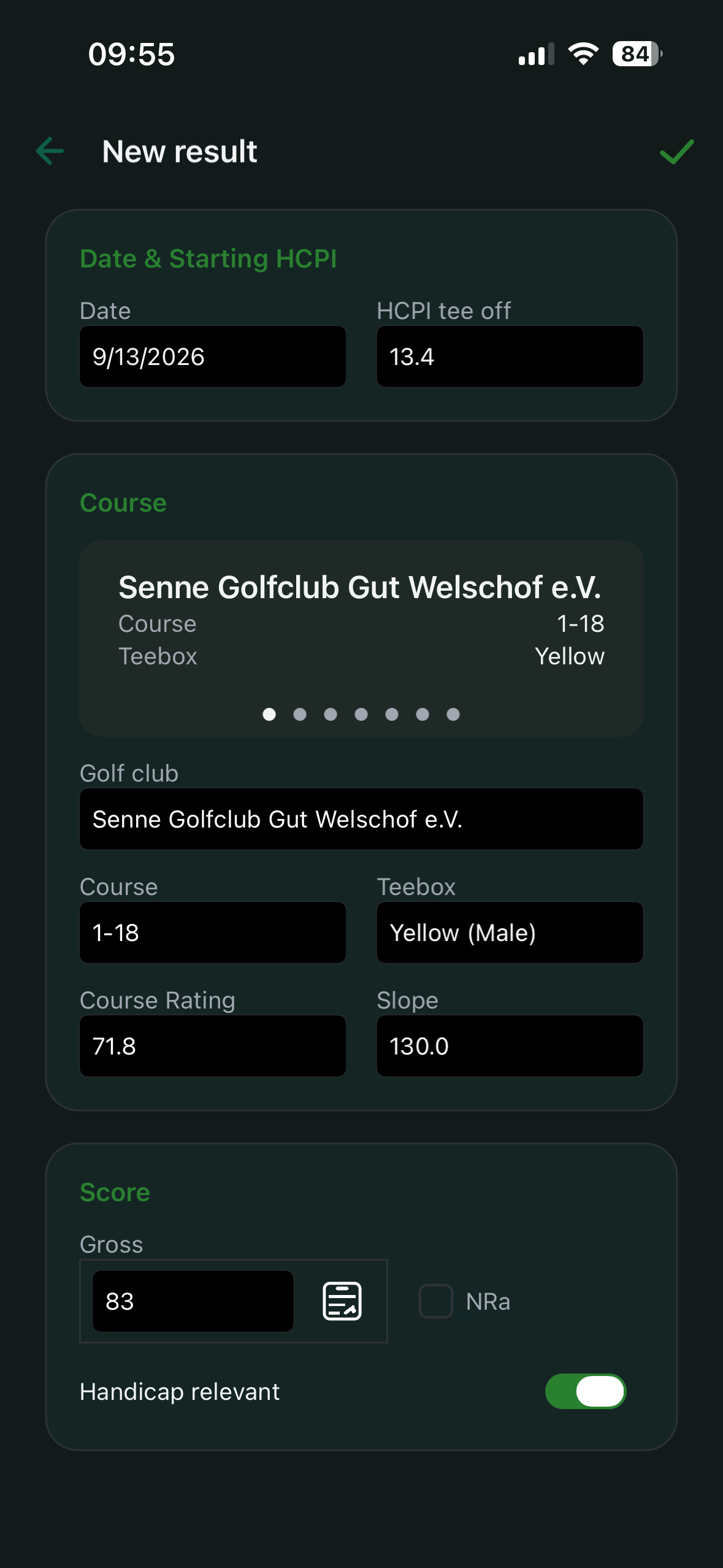 New result form