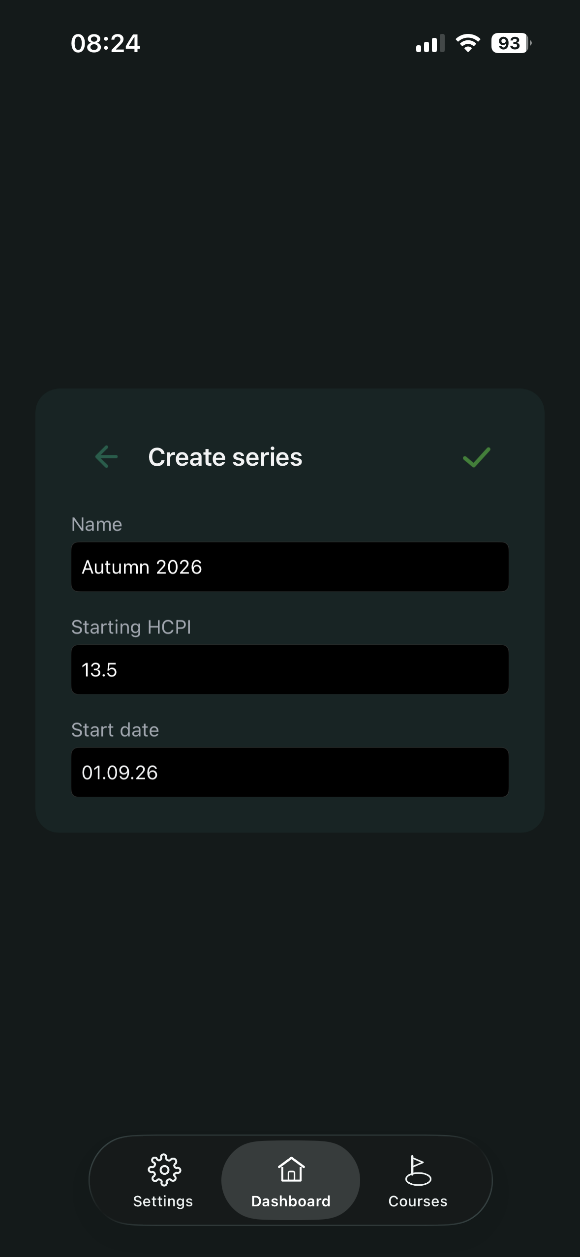 Create series dialog
