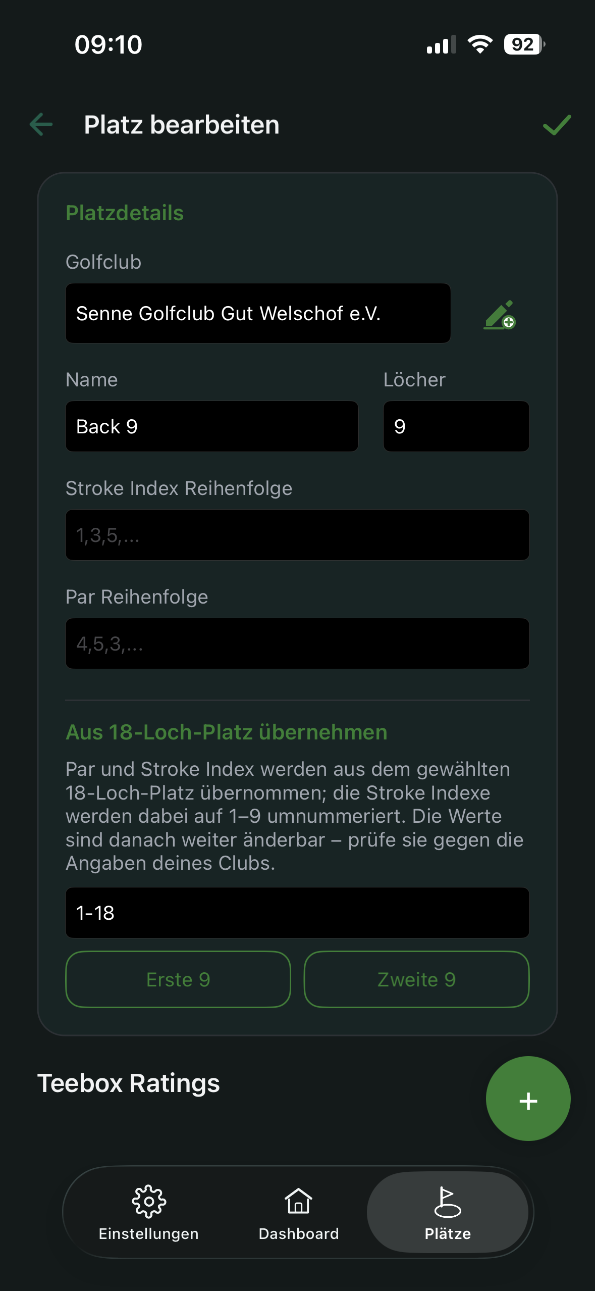 Aus 18-Loch-Platz übernehmen