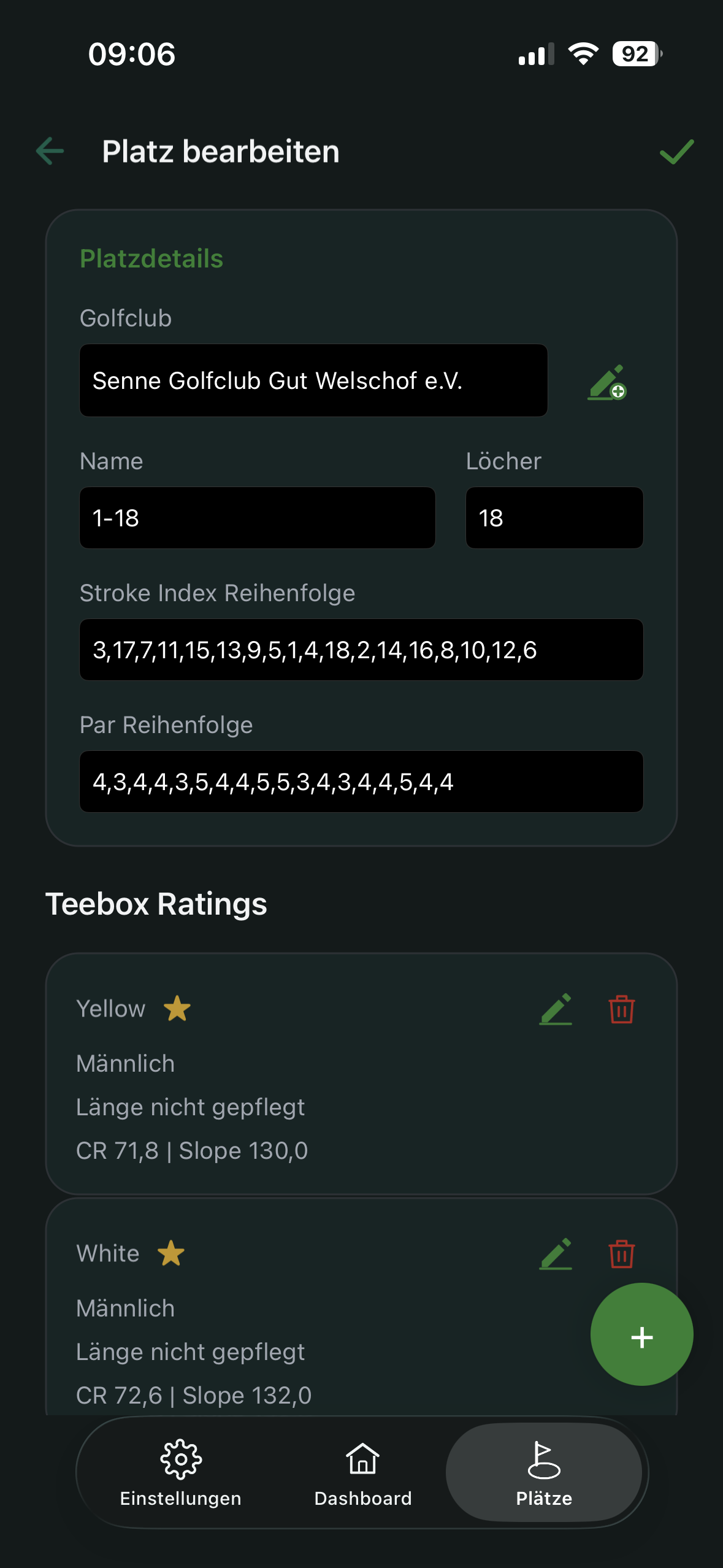 Platz bearbeiten