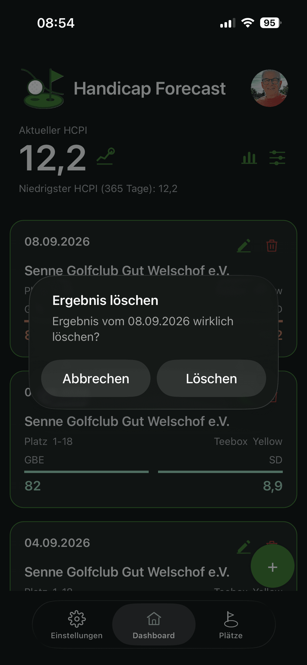 Löschdialog Ergebnis