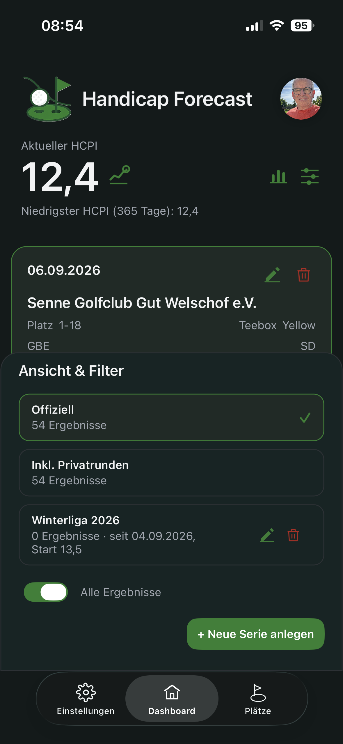 Ansicht und Filter mit einer Serie