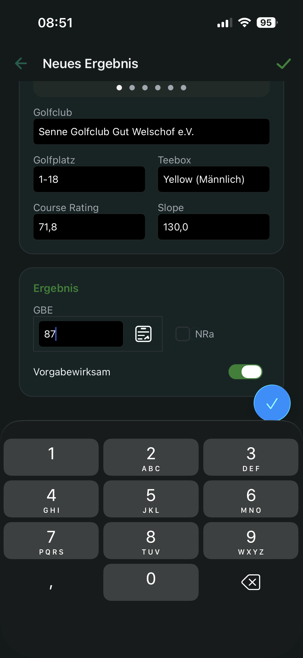 Ergebnis eingeben